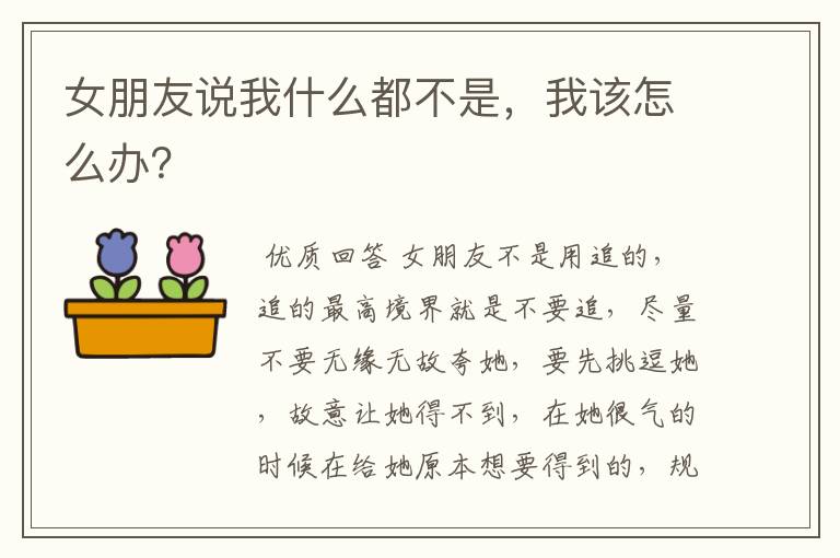 女朋友说我什么都不是,我该怎么办?
