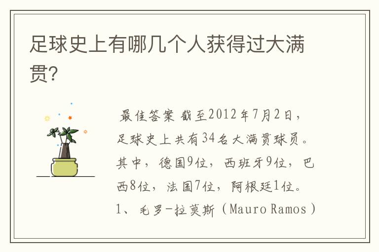 足球史上有哪几个人获得过大满贯?