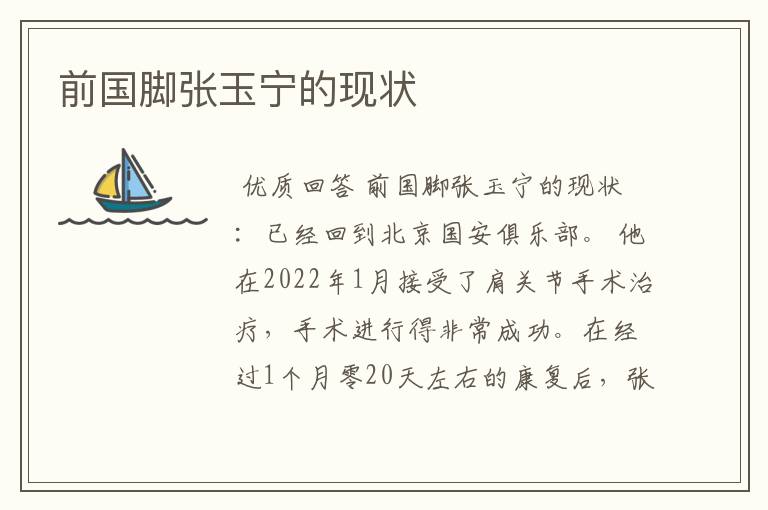 前国脚张玉宁的现状
