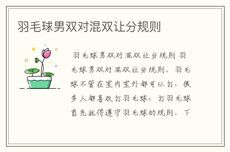 羽毛球男双对混双让分规则