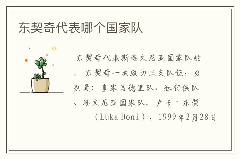 东契奇代表哪个国家队