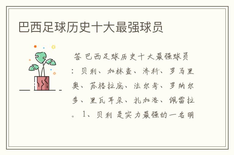 巴西足球历史十大最强球员