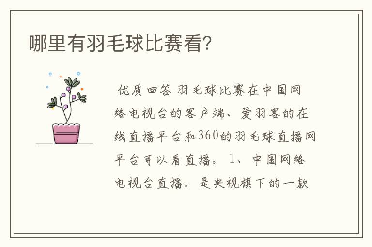 哪里有羽毛球比赛看?