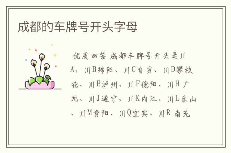 成都的车牌号开头字母