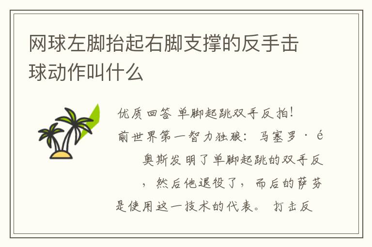 网球左脚抬起右脚支撑的反手击球动作叫什么