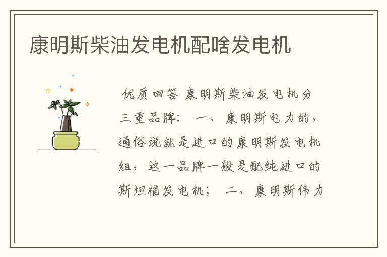 康明斯柴油发电机配啥发电机