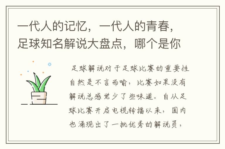 一代人的记忆,一代人的青春,足球知名解说大盘点,哪个是你最爱