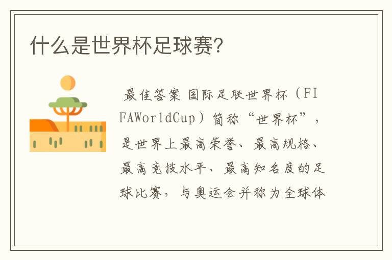 什么是世界杯足球赛?