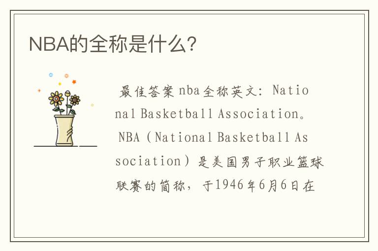 NBA的全称是什么?