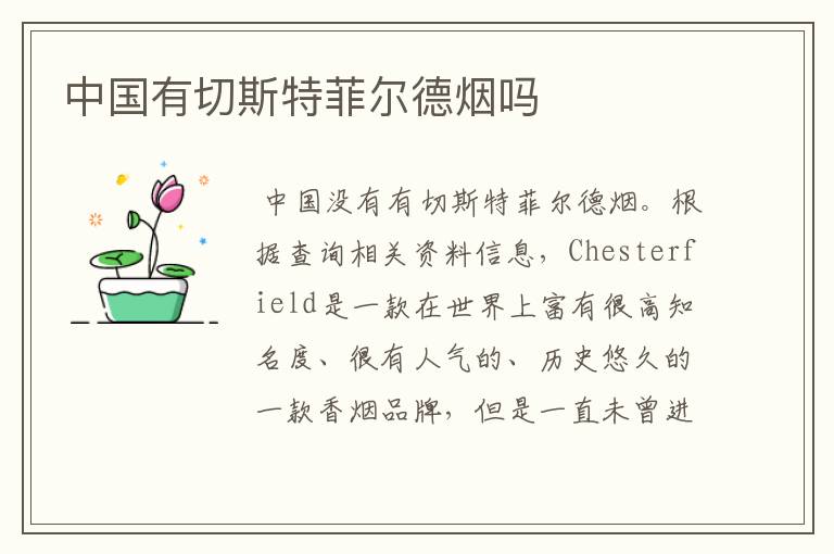中国有切斯特菲尔德烟吗