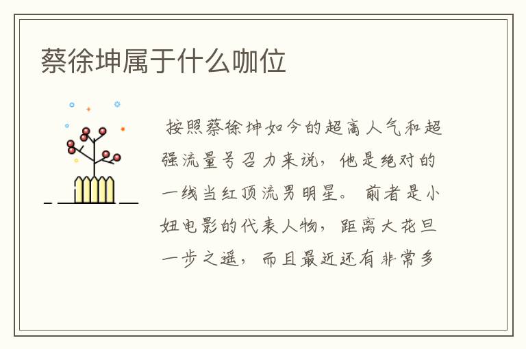 蔡徐坤属于什么咖位