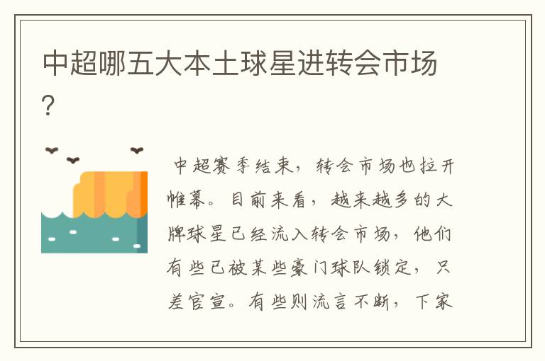 中超哪五大本土球星进转会市场?