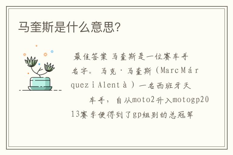 马奎斯是什么意思?