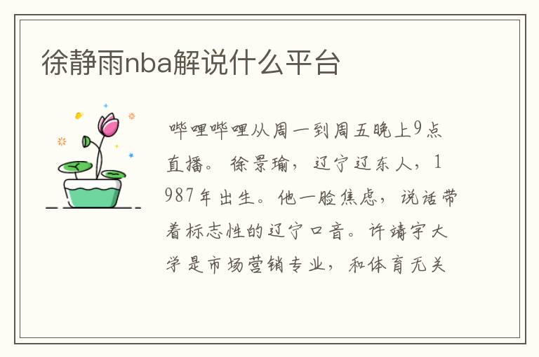 徐静雨nba解说什么平台