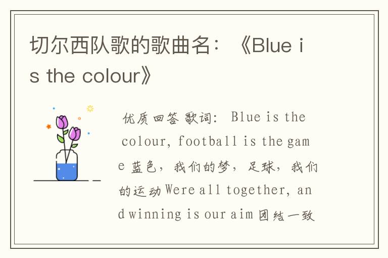 切尔西队歌的歌曲名:《Blue is the colour》