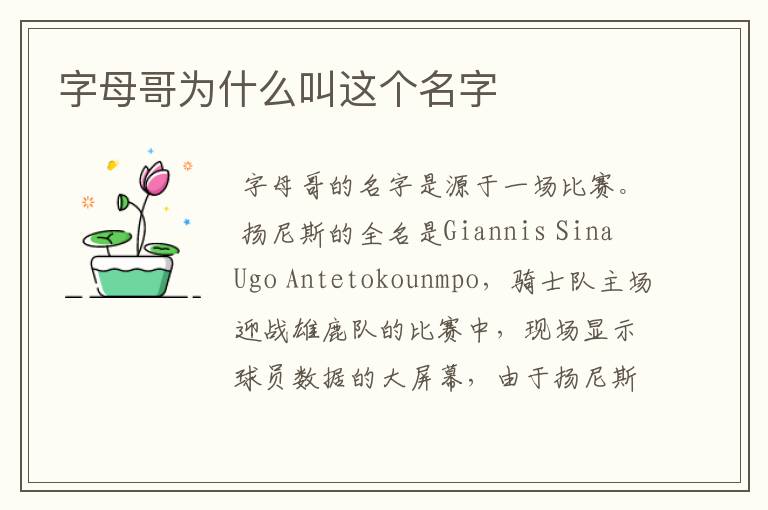 字母哥为什么叫这个名字