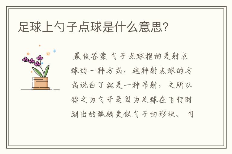 足球上勺子点球是什么意思?