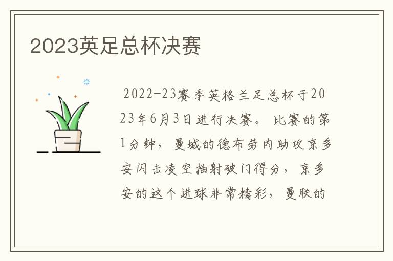 2023英足总杯决赛