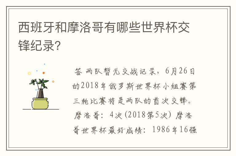 西班牙和摩洛哥有哪些世界杯交锋纪录?