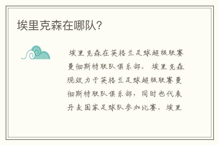 埃里克森在哪队?