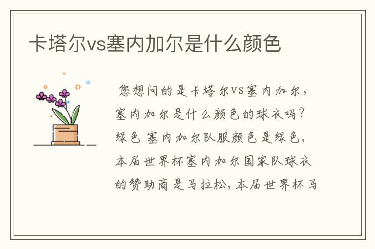 卡塔尔vs塞内加尔是什么颜色