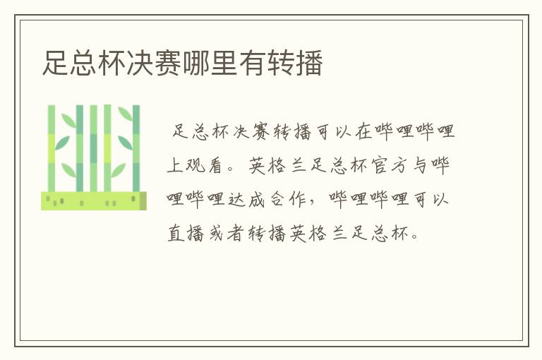足总杯决赛哪里有转播