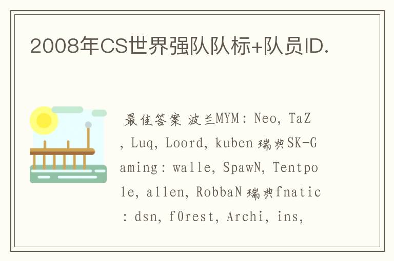 2008年CS世界强队队标+队员ID.