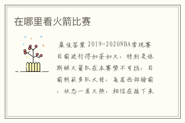 在哪里看火箭比赛