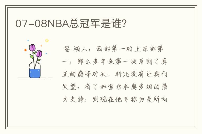 07-08NBA总冠军是谁?