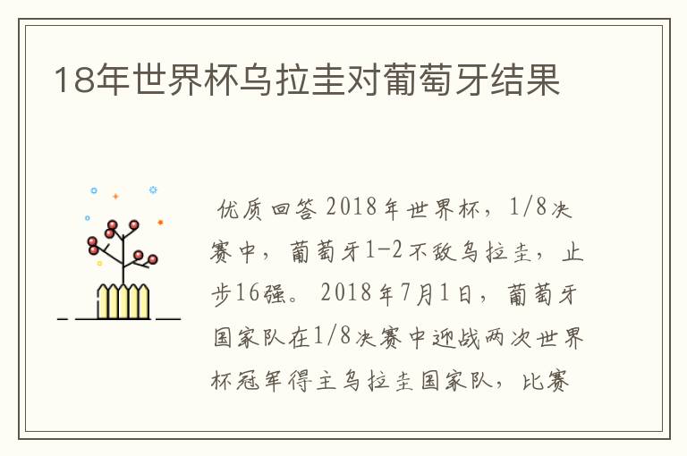 18年世界杯乌拉圭对葡萄牙结果