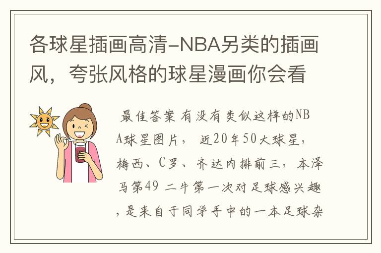 各球星插画高清-NBA另类的插画风,夸张风格的球星漫画你会看吗