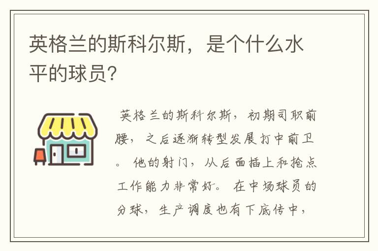 英格兰的斯科尔斯,是个什么水平的球员?