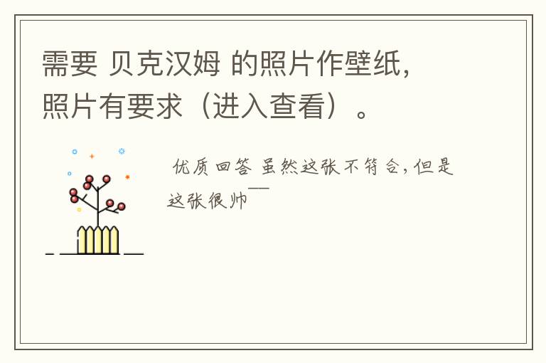 需要 贝克汉姆 的照片作壁纸,照片有要求(进入查看)。