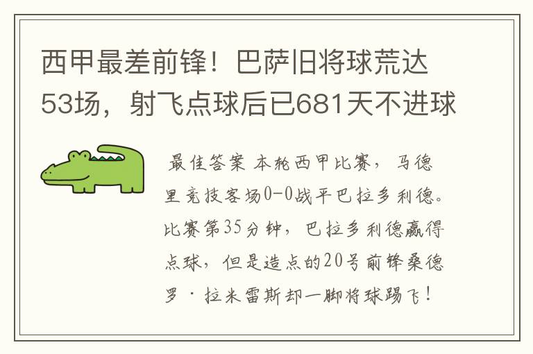 西甲最差前锋!巴萨旧将球荒达53场,射飞点球后已681天不进球