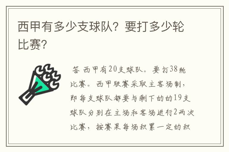 西甲有多少支球队?要打多少轮比赛?