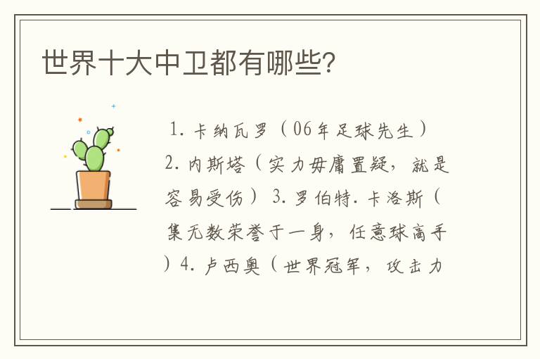 世界十大中卫都有哪些?