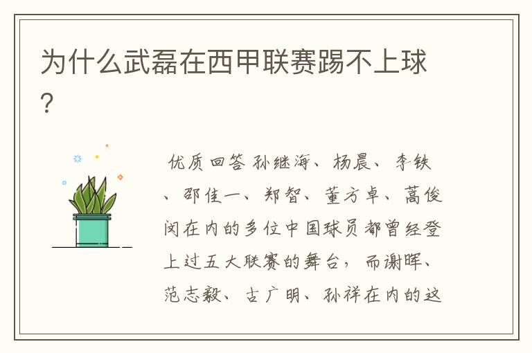 为什么武磊在西甲联赛踢不上球?