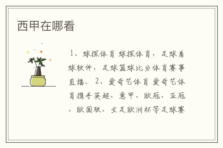 西甲在哪看