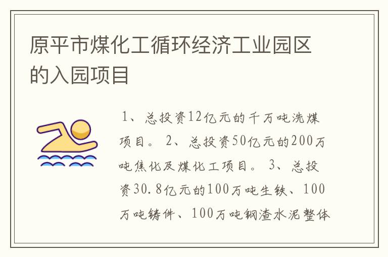 原平市煤化工循环经济工业园区的入园项目