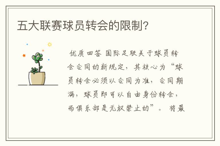 五大联赛球员转会的限制?