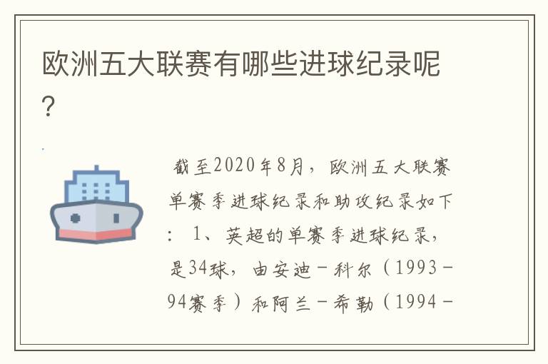 欧洲五大联赛有哪些进球纪录呢?