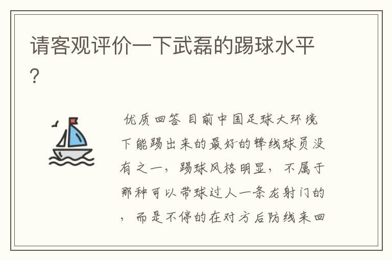 请客观评价一下武磊的踢球水平?