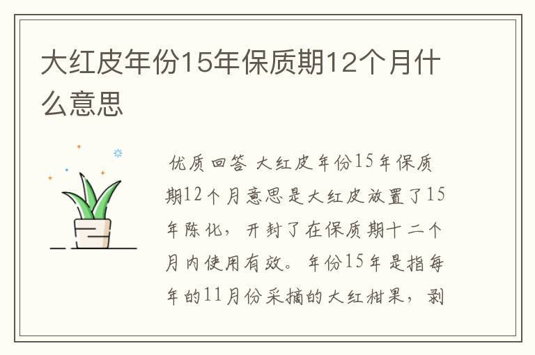 大红皮年份15年保质期12个月什么意思