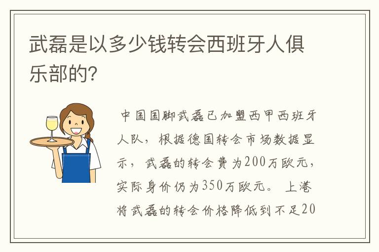 武磊是以多少钱转会西班牙人俱乐部的?
