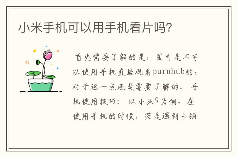小米手机可以用手机看片吗?