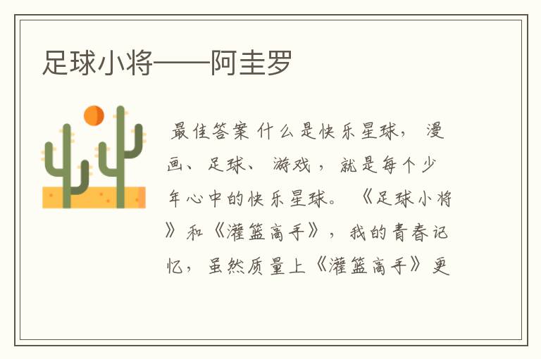 足球小将——阿圭罗