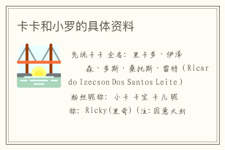 卡卡和小罗的具体资料