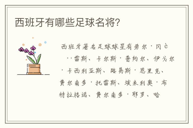 西班牙有哪些足球名将?