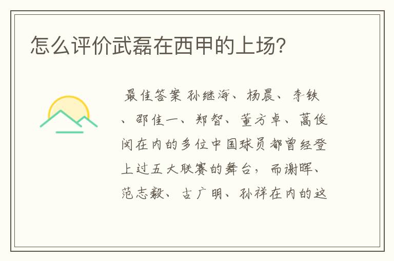 怎么评价武磊在西甲的上场?