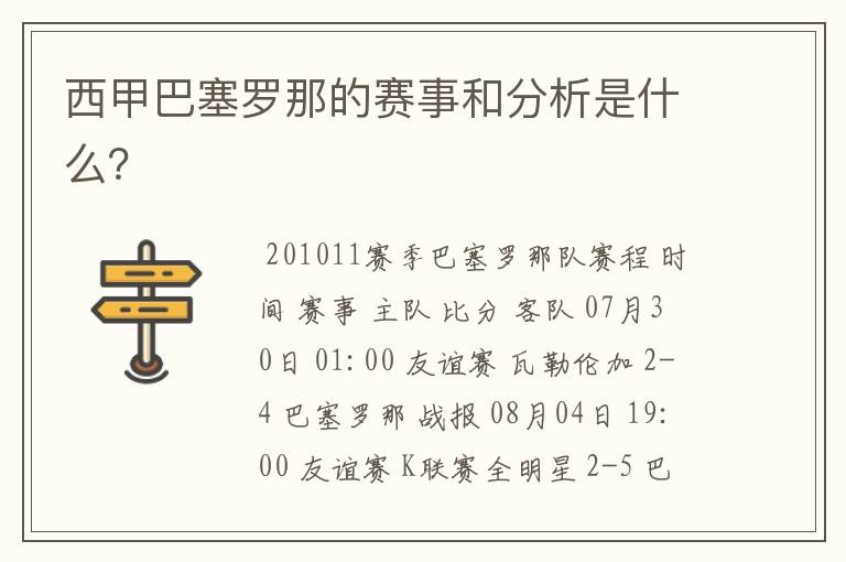 西甲巴塞罗那的赛事和分析是什么?